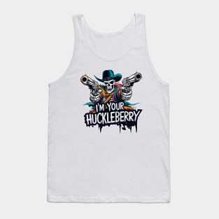 I'm Your Huckleberry Gunslinging Cowboy Skeleton Design Tank Top